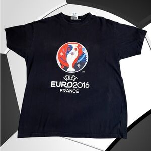 UEFA Euro 2016 FRANCE Soccer Futbol European Cup Mens Navy Blue T Shirt Size L‎
